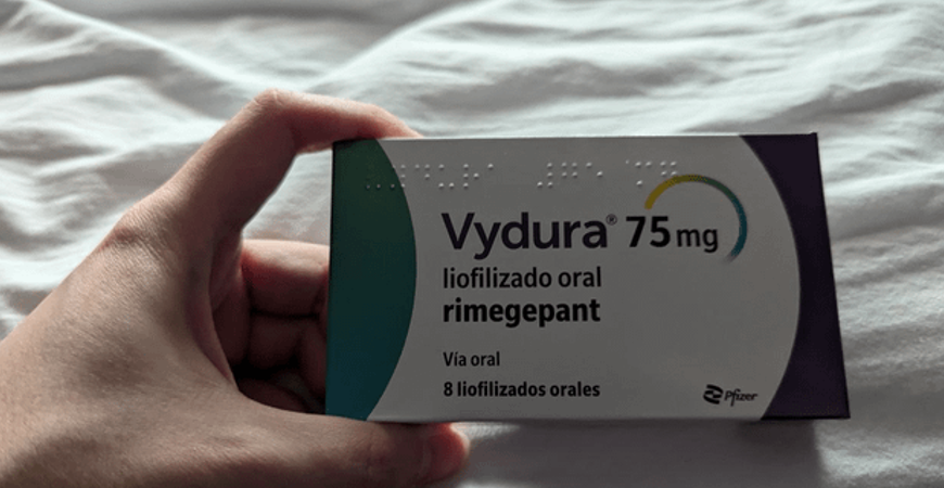 Foto da caixa do medicamento Vydura 75 mg rimegepant